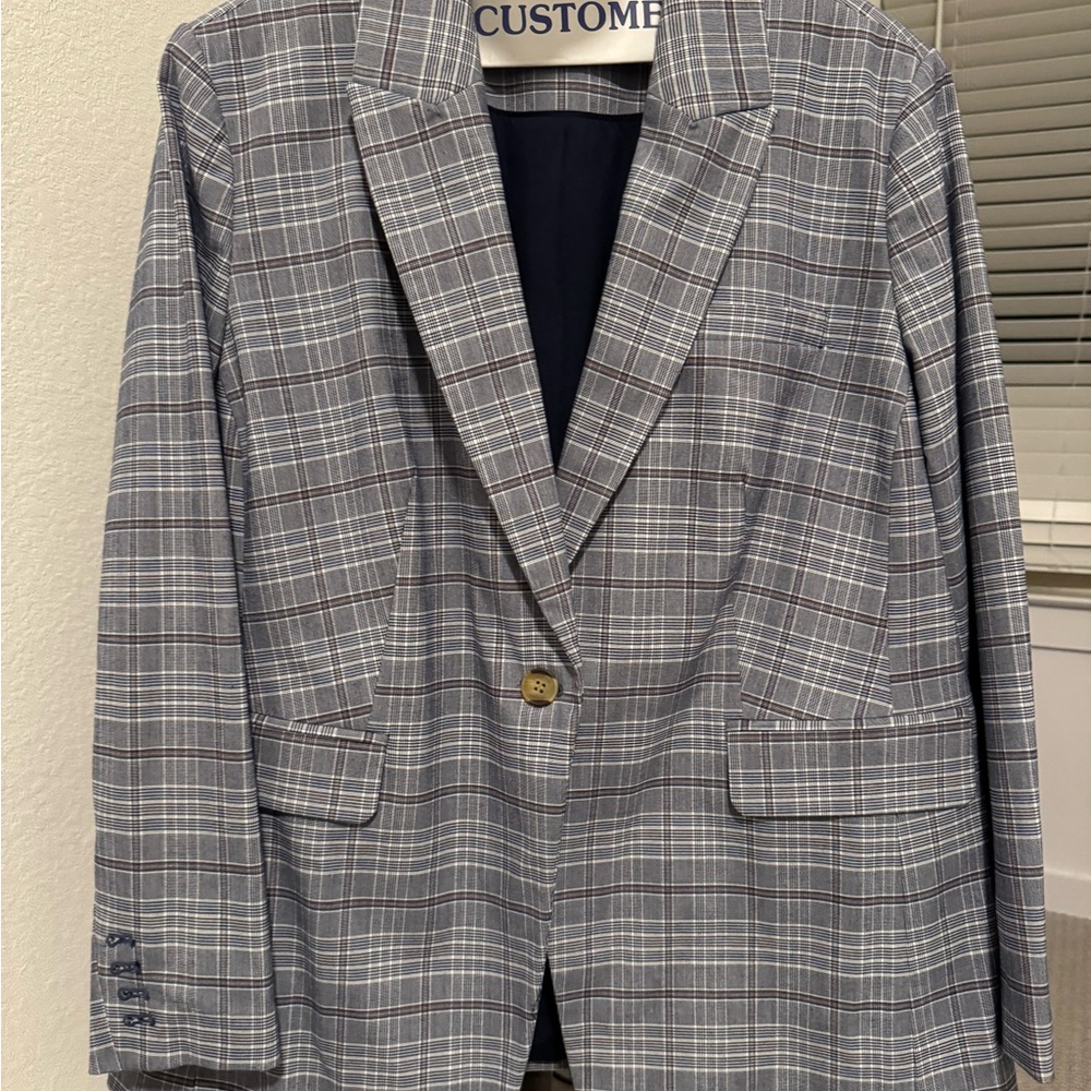 Halogen Gray Plaid Tailored Blazer